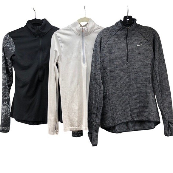Nike Tops - Nike Quarter Zip Pullover Tops Womens Small Lot of 3 Black White Gray Dri-FIT